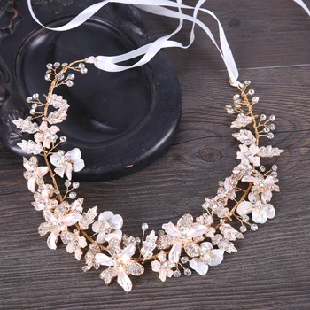 

New Trendy Gold and Silver Coor Headband Bridal Wedding Hair Jewelry Women Hair Accessories Flower Rhinestone Headpiece