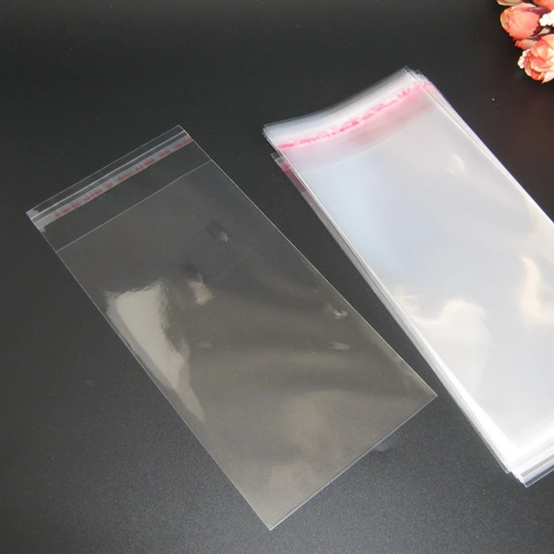 200pcs Multi sizes option Clear plastic bags for jewelry Self Adhesive