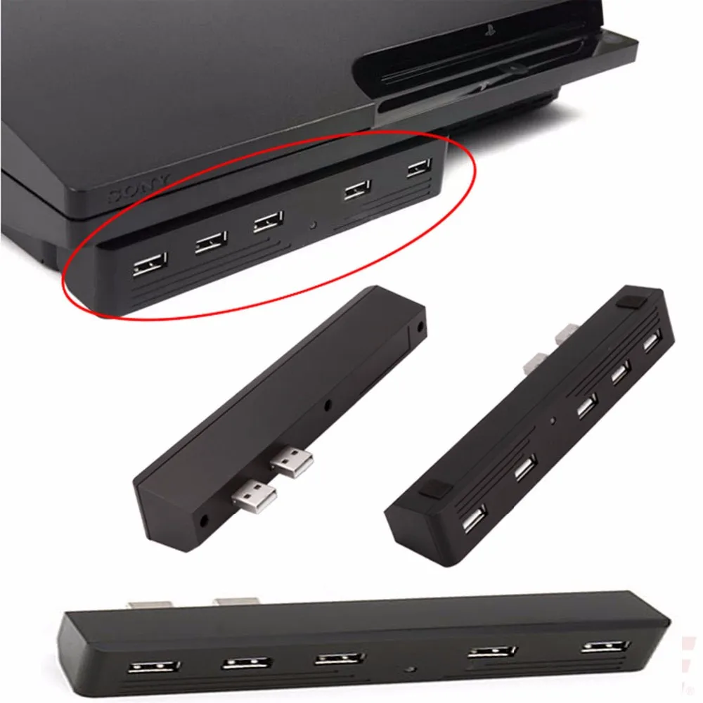 5-портовый usb-хаб 2,0 высокоскоростной расширитель адаптер конвертер для Playstation PS3 и sony PS3 Slim консоль 2 до 5 5X usb-хаб W/Caps