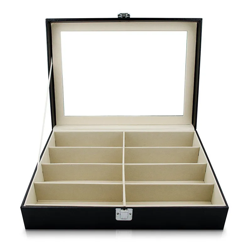 NOCM Eyeglass Sunglass Storage Box Imitation Leather Glasses Display Case Storage Organizer Collector 8 Slot