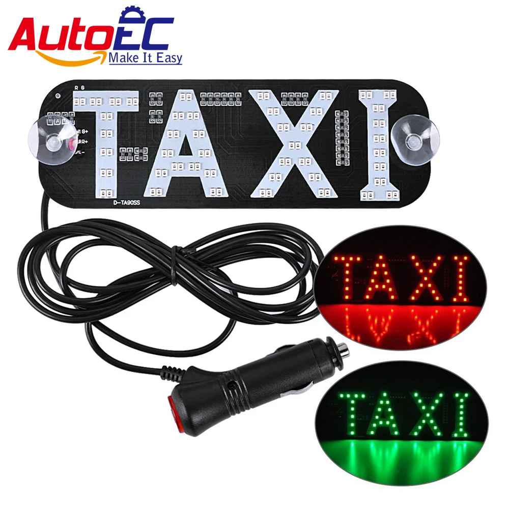 AutoEC 1x Taxi LED Light dual colors Car Windscreen Cab indicator Sign Windshield Taxi font b