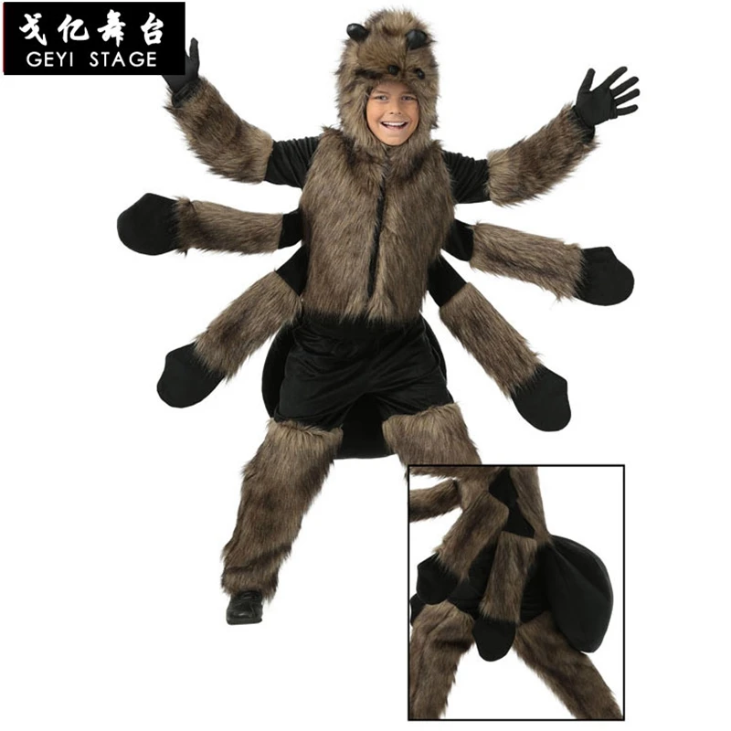 

1pc novelty party spiders halloween party cosplay kid costume decoration soft plush black spider costume for adult