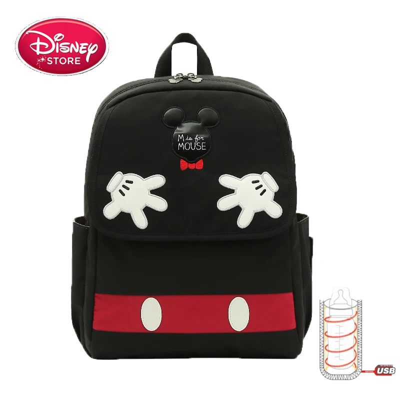 Сумка для подгузников disney, рюкзак, Дисней, Микки Маус, USB грелка, сумка для детей, анти-потеря, пояс для подгузников, рюкзак для путешествий, сумка для мам