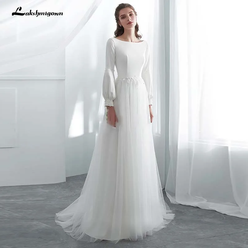 Женское пляжное платье с длинным рукавом белое свадебное А силуэта Vestido De Noiva