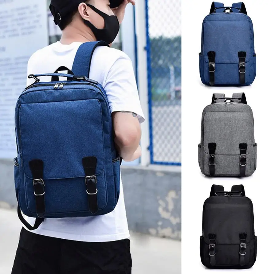 

Fashion Neutral Students Nylon Pure Color Shoulder Bag School Bag Tote Backpack mochila masculina esportiva Men Backpacks #P5