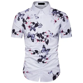 

Brand 3D Floral Hawaiian Shirt Men 2019 Summer Fashion Cotton Mens Beach Shirts Short Sleeve Casual Slim Fit Mens Dress Shirts
