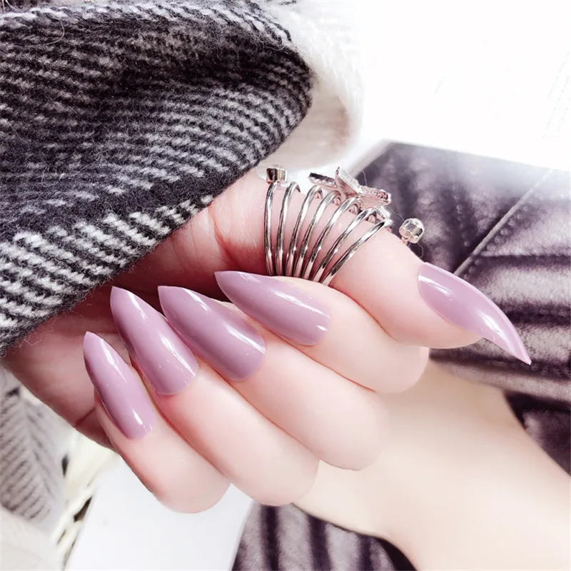 Высокое качество Шарм Европа и США популярный сплошной цвет несколько цветов длинный заостренный поддельные ногтей патч DIY ногтей