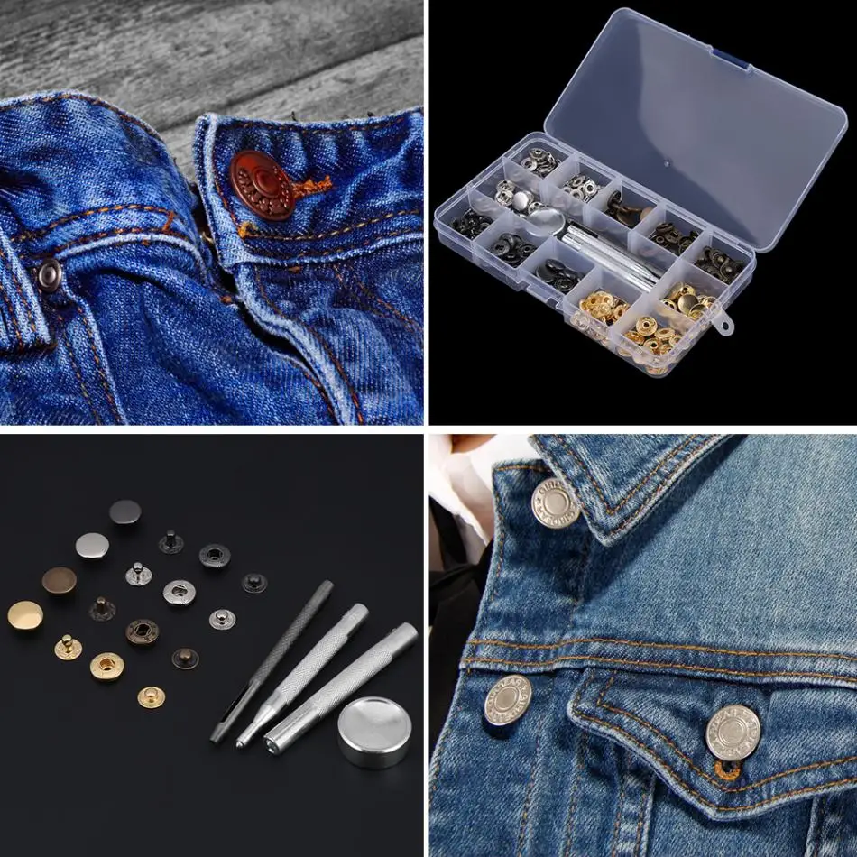40 комплектов пресс-шпильки оснастка Поппер оснастка с установочным инструментом для одежды швейный инструмент джинсы кнопка