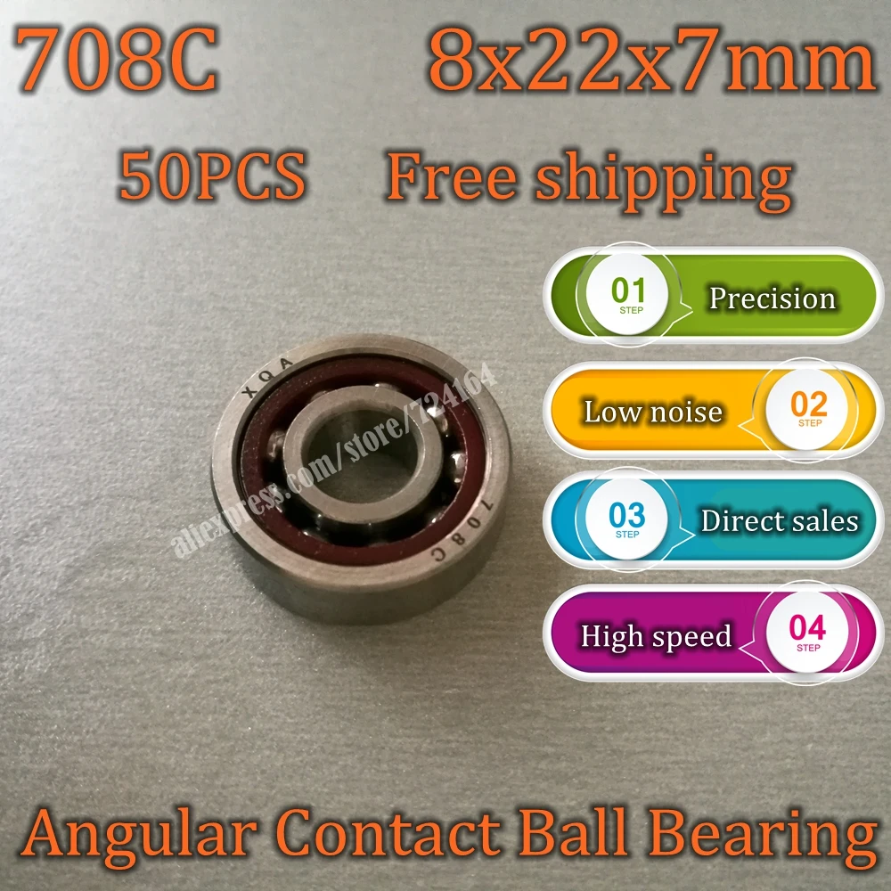 Free Shipping 8mm Spindle Angular Contact Ball Bearing 8x22x7mm Miniature Ball Bearings ABEC 5