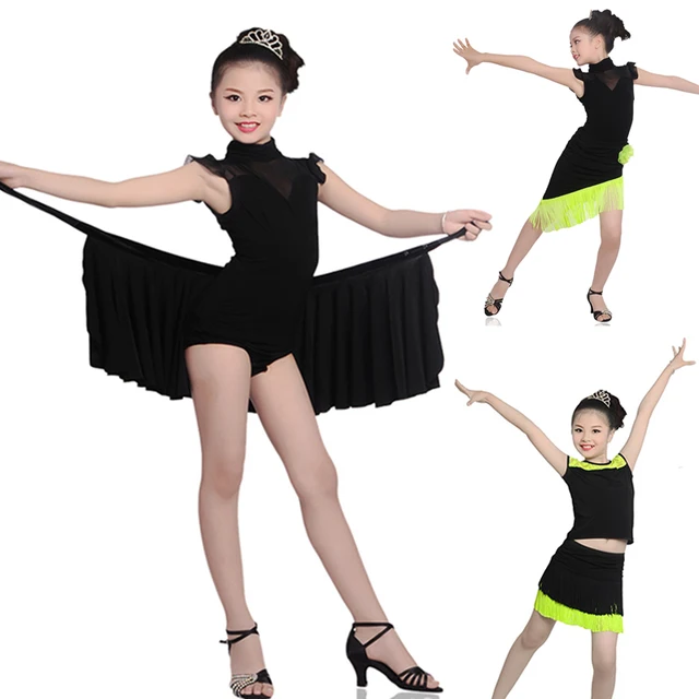 Girls Junior Latin Dance Dress Fringe Salsa Ballroom Dress Kids Modern