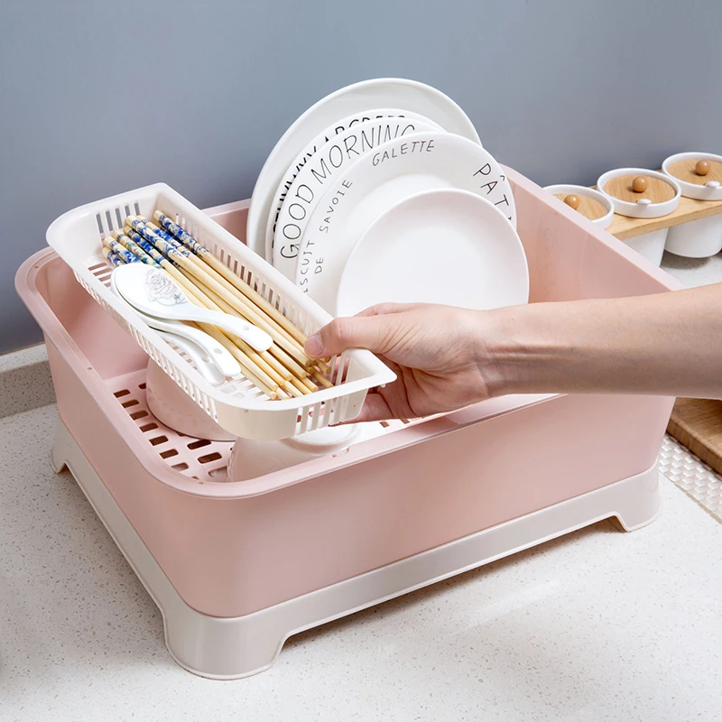 Kitchen Tableware Drain Dust proof Storage Box Home Kitchen Tableware