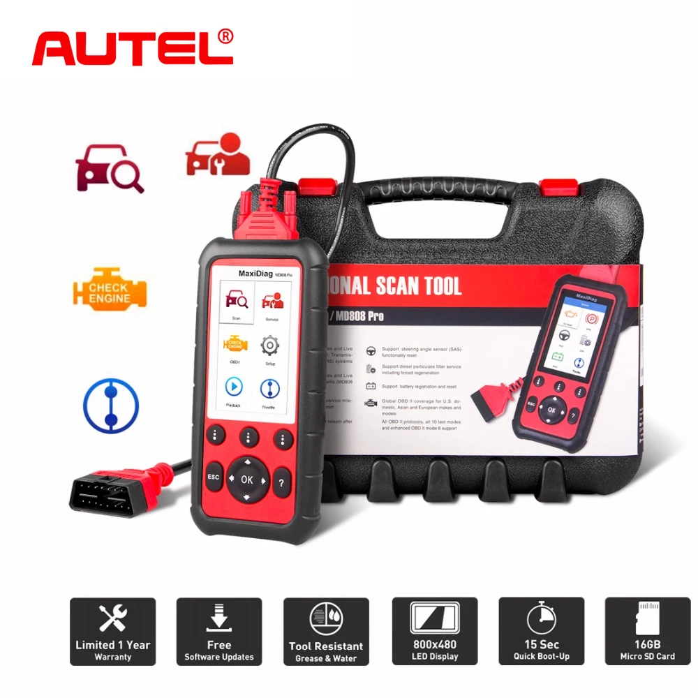 Autel MaxiDiag MD808 про все Системы OBD2 Авто сканер Бортовая Система диагностики 2 автомобиля диагностический сканер Eobd автомобильный Сканнер инструмент