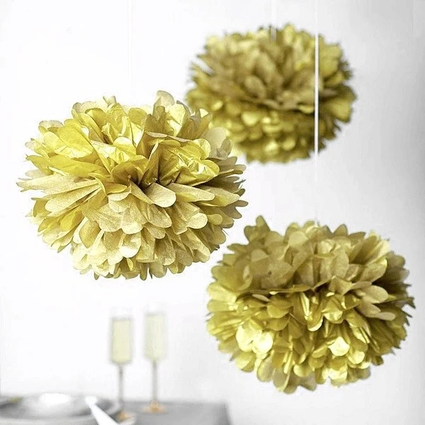 

Mixed Size Gold Silver Chinese Tissue Paper Artificial Flower Balls Wedding Decoration Crafts Party Home Festive Events Supplies