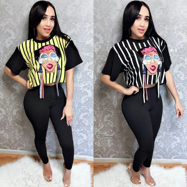 Cheap Ladies TWO PIECE SET T Shirt Print Pattern Runway Women Clothing Short Pant Two-piece Suit Street Style Summer Outfit Streetwear