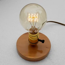 Lámpara Industrial de escritorio de madera con bombilla Edison E27 (madera/negro) Injuicy Lighting Vintage