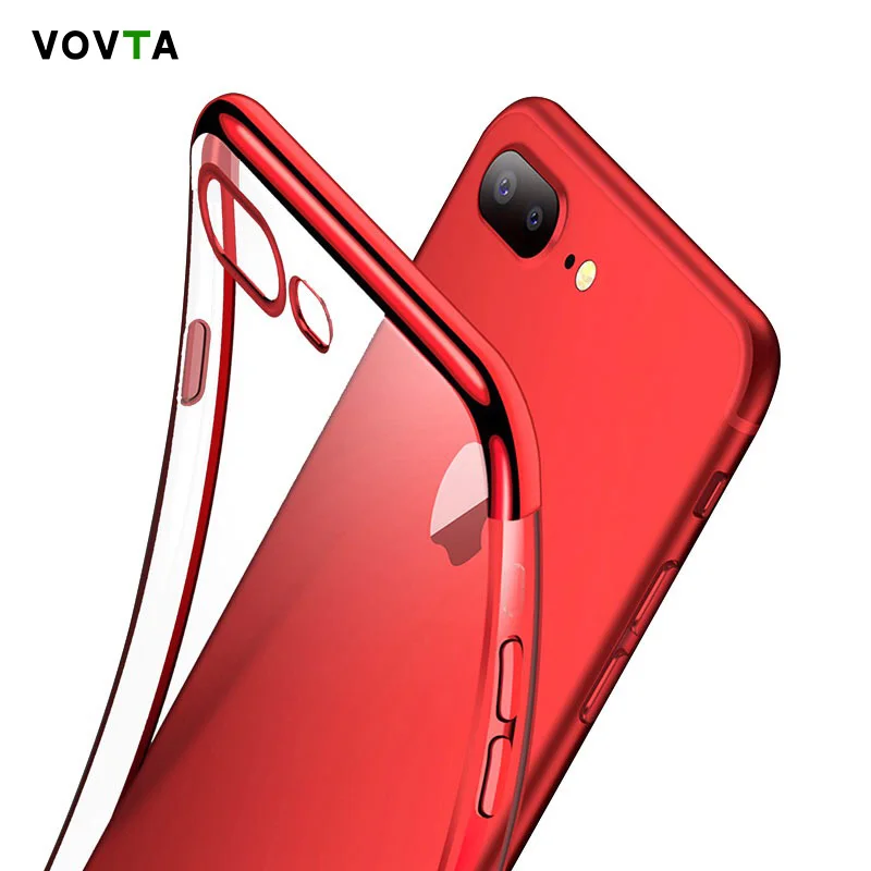 

Case For iPhone 8 plus 7 6S Plus Luxury Plating Gilded Transparent TPU Silicone Soft Phone Cases Cover For iPhone 7 8 6 6S Case