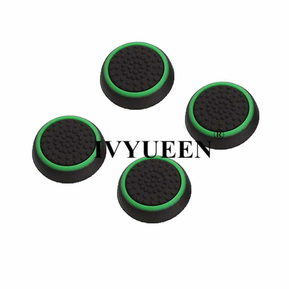 4 black green Caps IVYUEEN силиконовый чехол для Игровые приставки 4 Dualshock 4 PS4 Pro Slim контроллер кожного покрова с джойстиками ручки Thumbsticks шапки - Цвет: 4 black green Caps