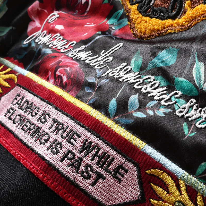 Embroidery Denim Jacket Men Japanese Streetwear Black Windreaker Jackets Male Spring Autumn Jean Jacket Coats Hip Hop