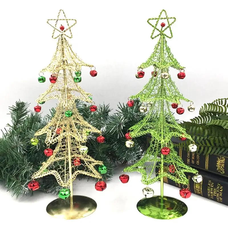 

Christmas Ornament Iron Green Gold Mini Christmas Tree Desktop Party Craft Decoration Gift