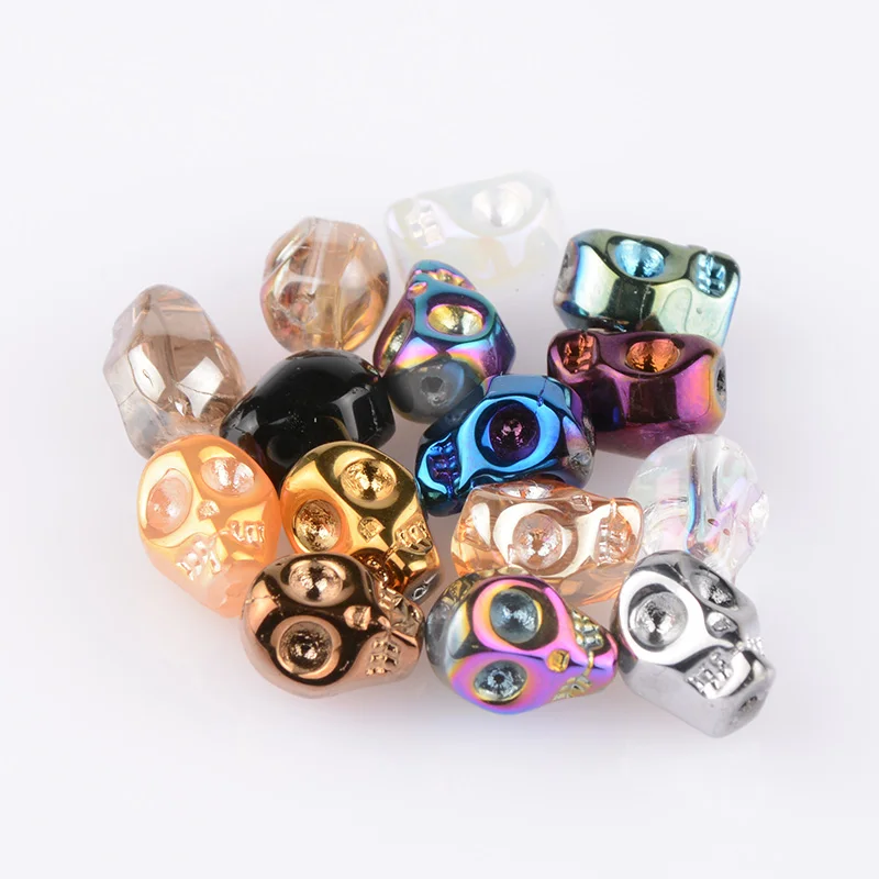 20pcs Skull Head Crystal Glass Loose Spacer Beads Jewelry DIY 10x8x7mm 