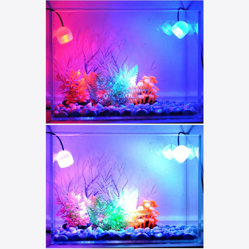 Малый Размеры аквариум Водонепроницаемый Светодиодный прожектор погружной света выпуклой линзы присоске Fish Tank декоративные лампы