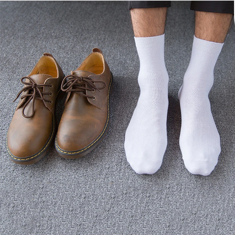 Мужские носки, 5 пар = 10 штук, хлопок, высокое качество, одноцветные,, свободный размер, классические модные повседневные мужские носки без пятки