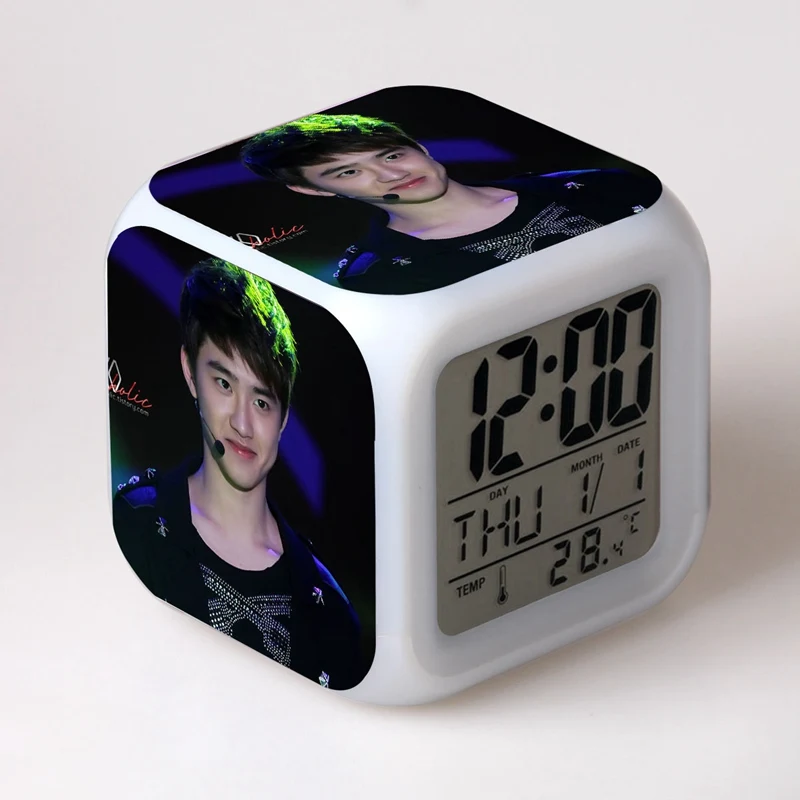 Корейская группа EXO мальчиков Поющая группа reloj despertador Изменение цвета Цифровой wekker reveil 7 цветов флэш детский будильник настольные часы - Цвет: B20