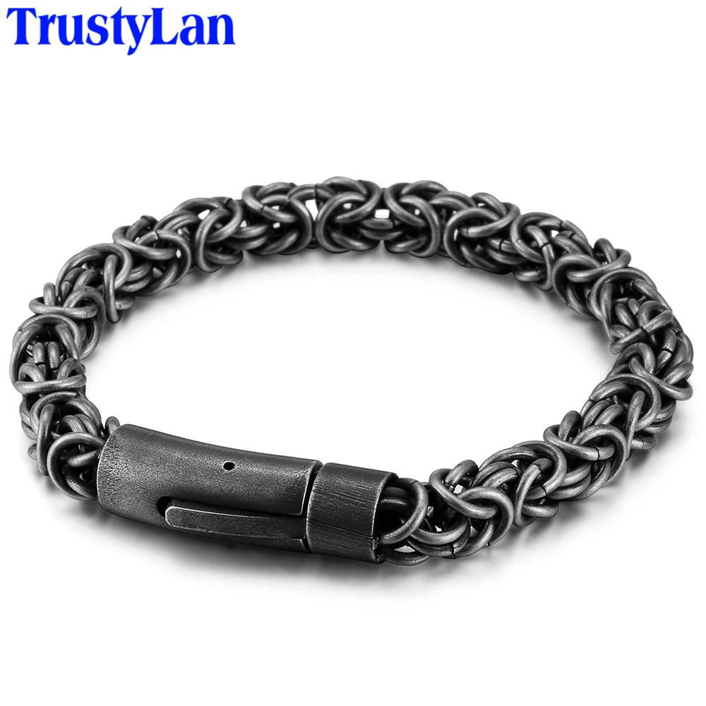 Черные браслеты на цепочке для мужчин и женщин, модные ювелирные изделия из нержавеющей стали, S. Стальной мужской браслет, мужской женский с магнитной застежкой, новинка