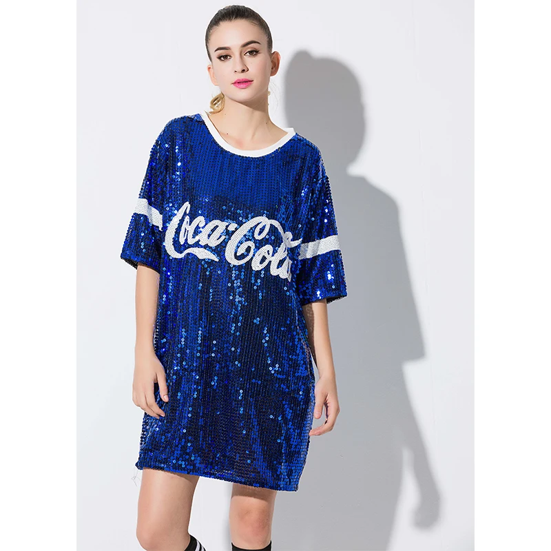 

2019 New Arrival Woman T shirt Glitter Long T Shirt Dresses Christmas T-shirt Plus Size