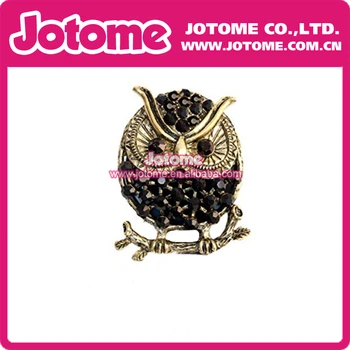 

Black Rhinestone Owl Animal Brooch Pin for Garment Fashion Jewelry