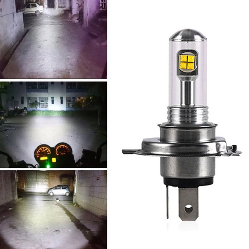 

H4/HS1 DC 12V 40W 8LED COB 6500K White Motorcycle Hi/Lo Beam Headlight Light