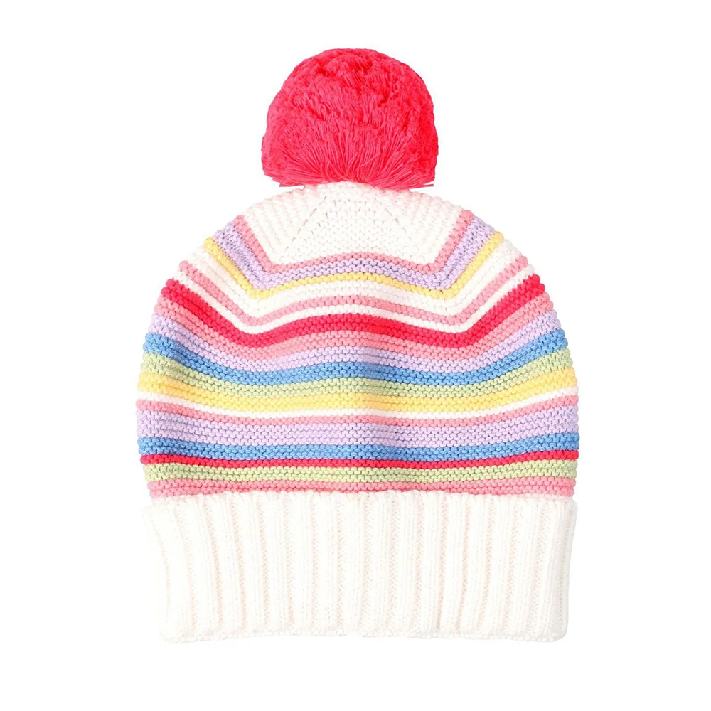 Girl Kids Beanie Winter Knit Hat Warm Cotton Brim Stripe Toddler Casual Outdoor Skiing  Accessory (2)