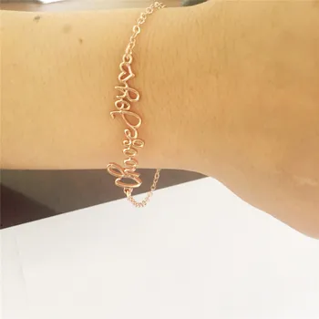 

SS#304 IP Plating Rose Gold Custom Bracelet Handwriting Pack in Blue box with print card free shipping by DHL/FedEx/UPS