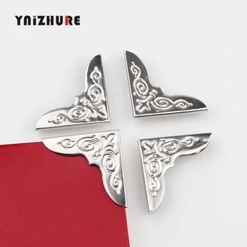 

8Pcs Silver Book Scrapbooking Albums Menus Corner Protectors Metal Corners For Books Pattern Carved 30*30*4mm Inside size 4mm