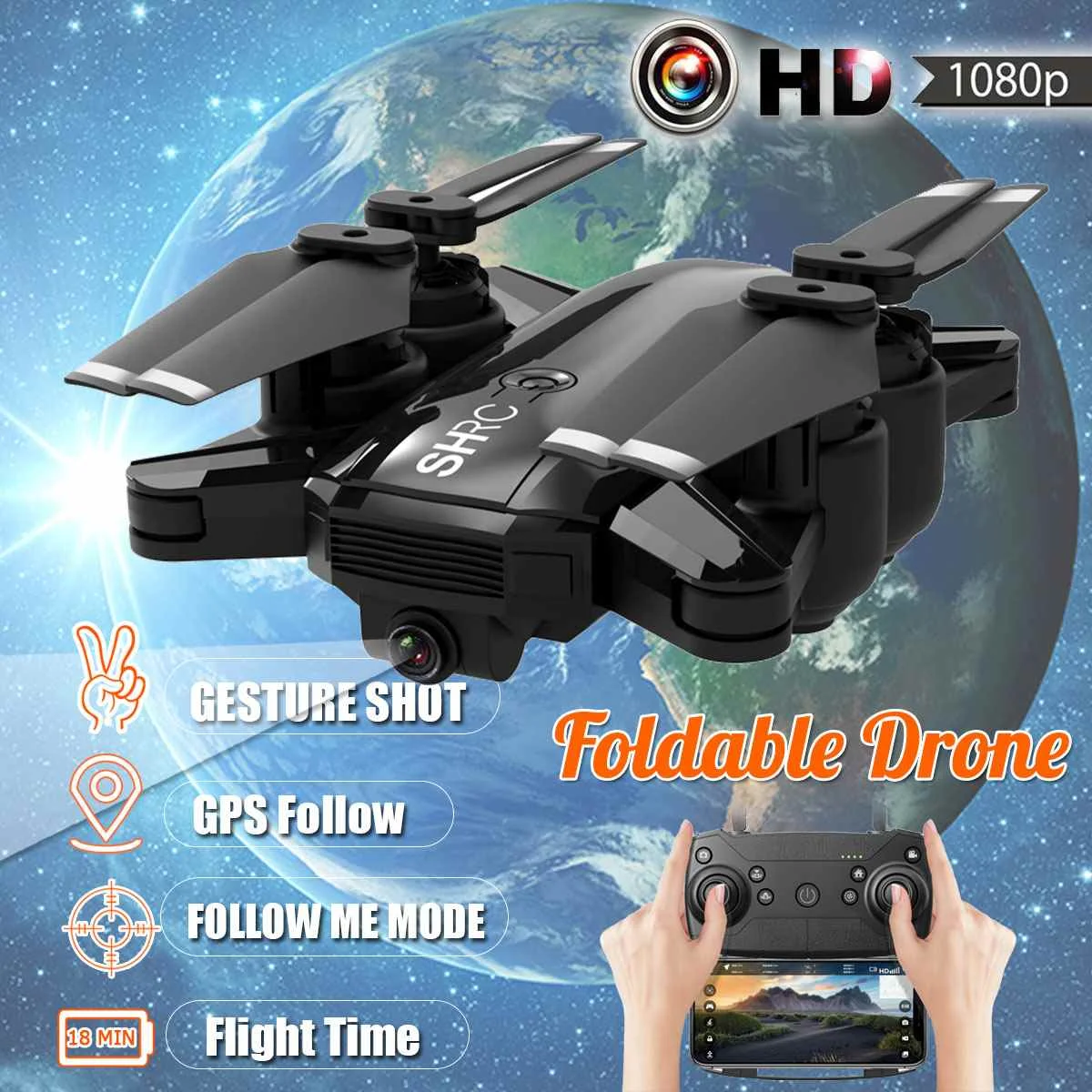 

Professional GPS Drone with Camera HD 1080P 5G FPV Wifi RC Drones Foldable Altitude Hold Follow Me Mode RC Quadcopter Helicopter