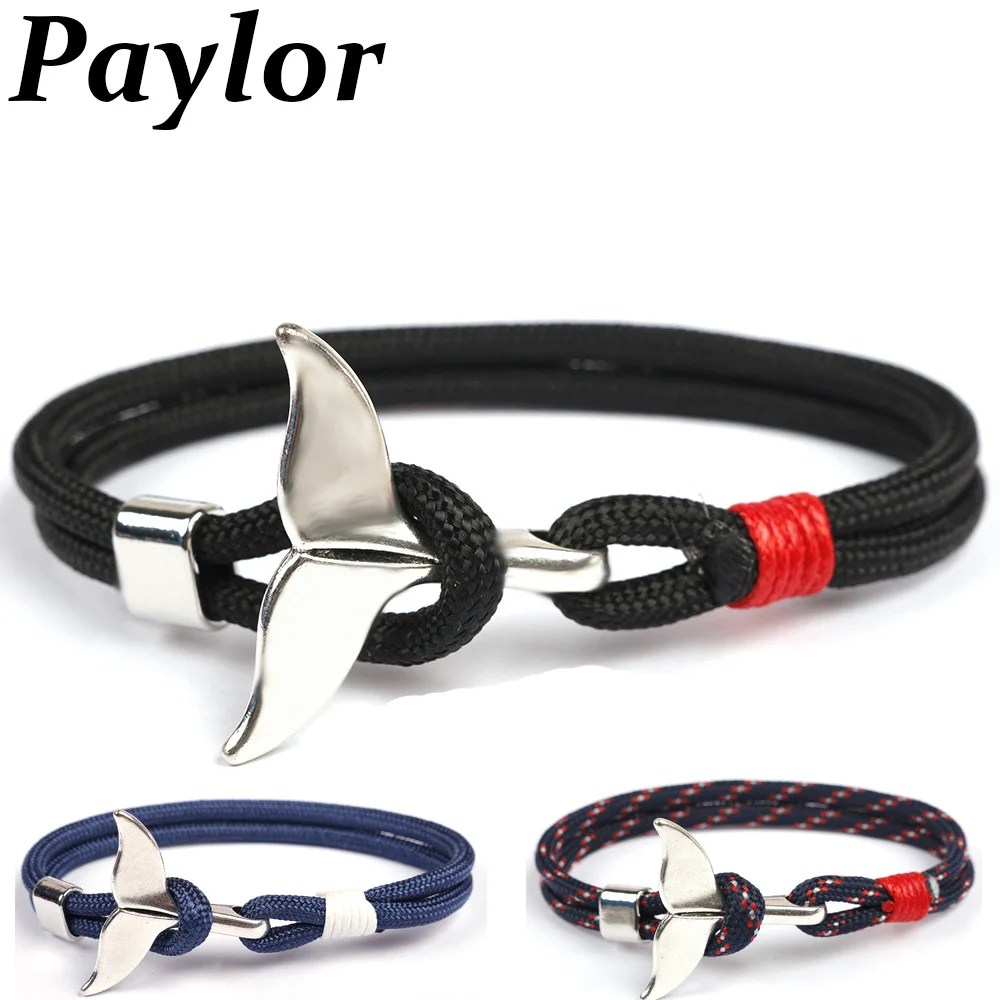 Paylor, новинка, модные браслеты с хвостом Кита, для мужчин и женщин, Очаровательная цепочка, 550, Паракорд, браслет, ювелирное изделие, мужской браслет, якорь, металлический, спортивный