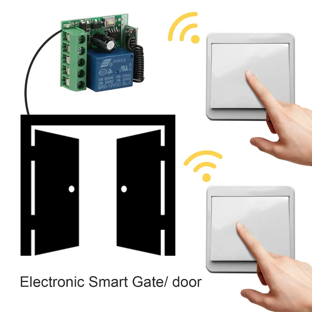 

QIACHIP 433MHz DC 12V 1CH Receiver Wireless Remote Controller Switch Panel Transmitter Hall Smart Home Electronic Smart Door ASK