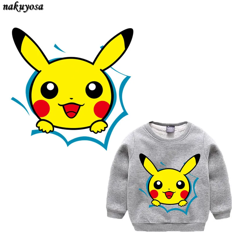 

Cute Pikachu head and butt cartoon Pokemon go Iron On A-level Patches Heat Transfer Pyrography For DIY Clothes Printing 19*18CM