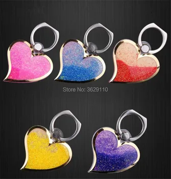 

Universal Rotating 360 Liquid Finger Grip Bling Glitter Heart Phone Stand Holder for iphone 7 8 Samsung s7 s8 android phone