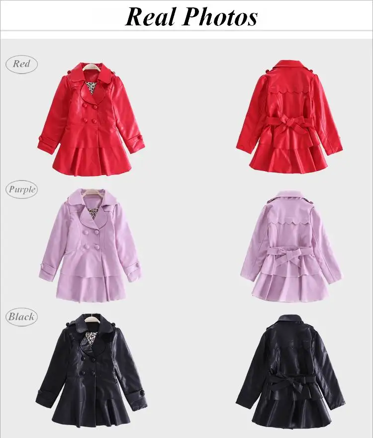 Новинка года, модная весенне-Осенняя детская куртка ветрозащитная куртка из искусственной кожи модное пальто для девочек от 5 до 12 лет, повседневный Тренч