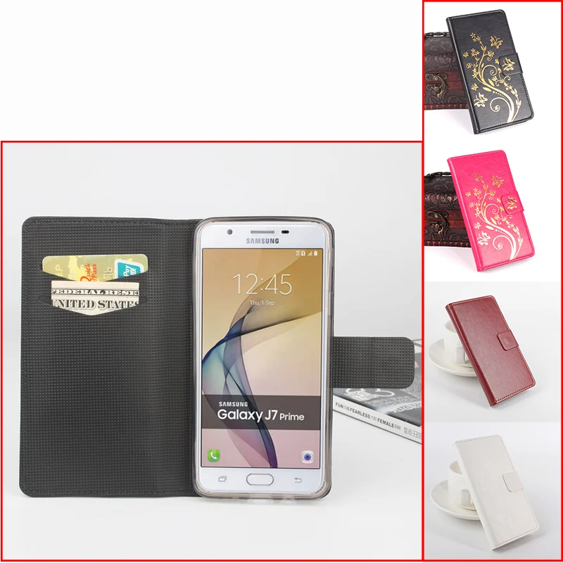 

For Samsung Galaxy J7 Prime Flip Case Wallet Style Leather Cover Case for Samsung Galaxy On7 2016 Magnetic Protective Shell