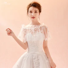 LZP276 реальные фотографии Прекрасный маленький узор любви слоновой кости тюль свадебное болеро Женщина Лодка декольте Иллюзия Свадебная шаль