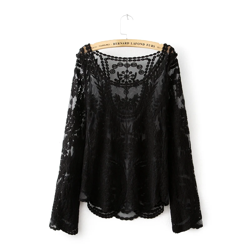 Top Qualtiy font b Women b font Lace font b Blouse b font Long Sleeve O