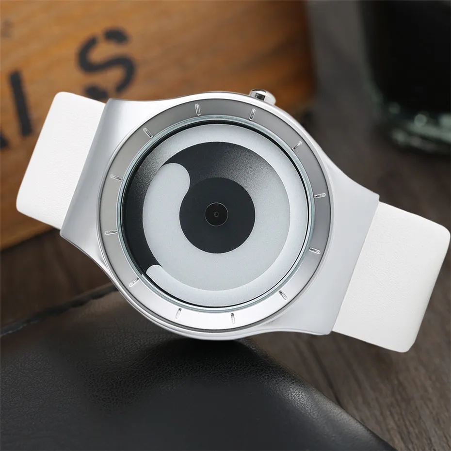 Fashion Mens Watch Leather Analog Quartz Sport Wristwatch Creative Cool Blue Ocean Steel Clock Relogio Masculino Spiral Turntable Swirl Hour Clock Female (44)