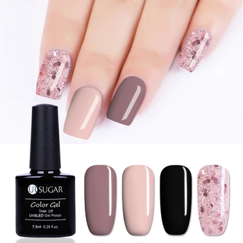 

UR SUGAR 2/4Pcs Pink Glitter Gel Nail Polish Soak Off UV LED Long Lasting Nail Art Gel Varnish varnish Set Decorations