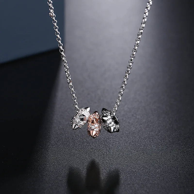 

UMGODLY New Arrival Luxury Cubic Zirconia Beads Rivet Necklaces Silver Color Pendant Women Fashion Party Wedding Jewelry