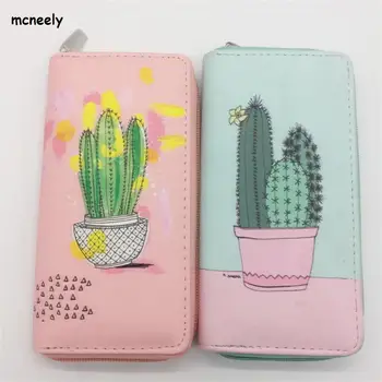 

Lovely Famous Brand Long Wallet Cactus Pattern Women Wallets Female Clutch Purse Leather Wallet For Women Purse Card Holders