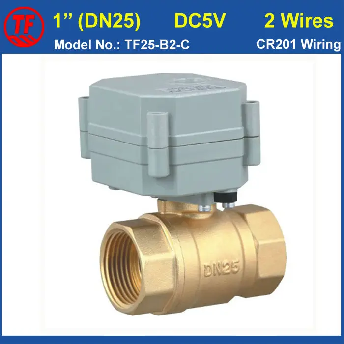 

TF25-B2-C, Quality Motorized Valve BSP/NPT 1" DC5V 2 Wires Control Actuated Valve DN25 Metal Gear CE/IP67 For Water Application