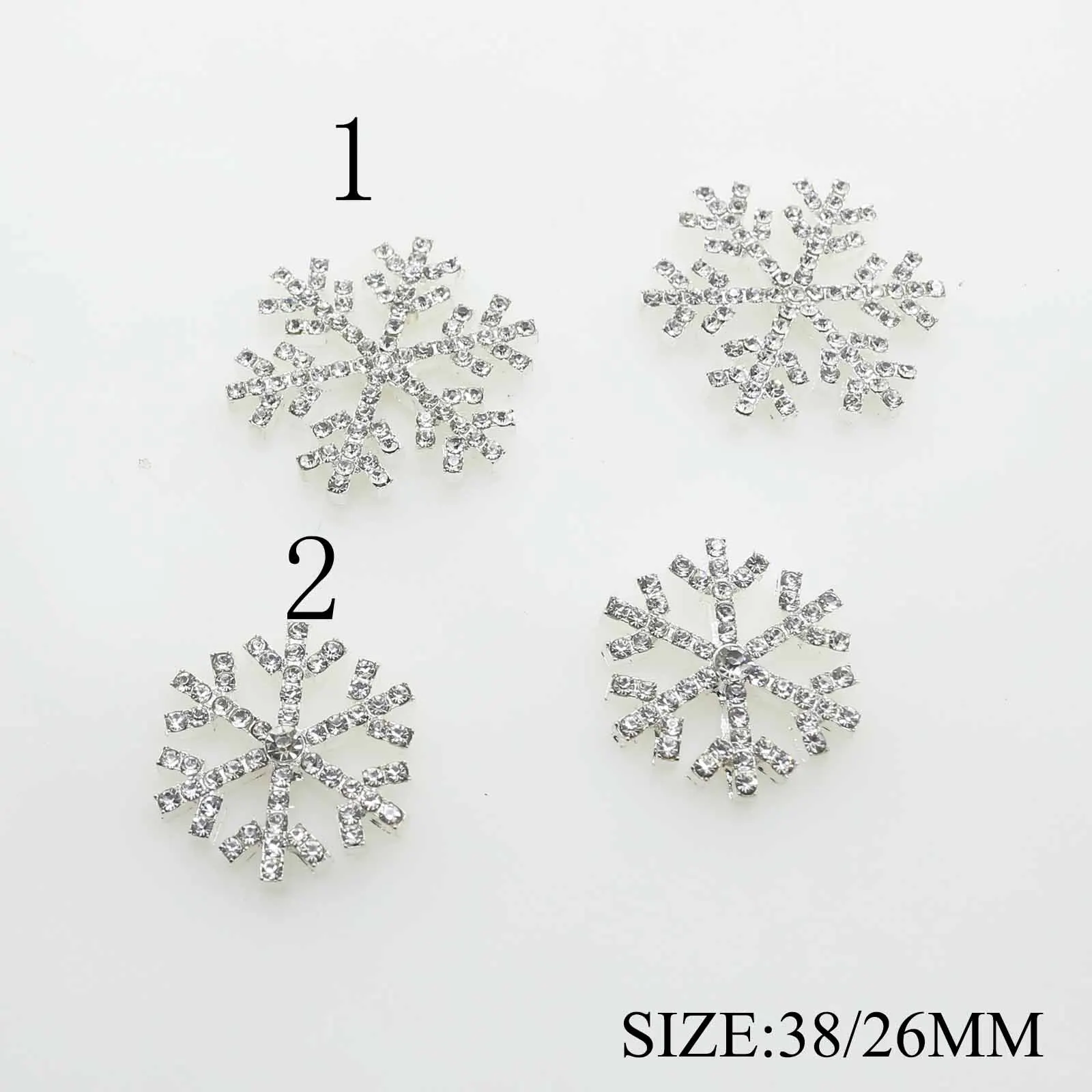 

YWXINXI 10 Pieces / Batch 38/25mm Alloy Snowflake Rhinestone Button Jewelry Craft Decoration DIY Wedding Embellishment Buckle