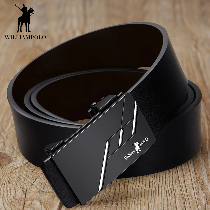 

WILLIAMPOLO Genuine Leather Belt Men Business Fashion Automatic Metal Buckle for Young Man Waist Strap men belt High Quality